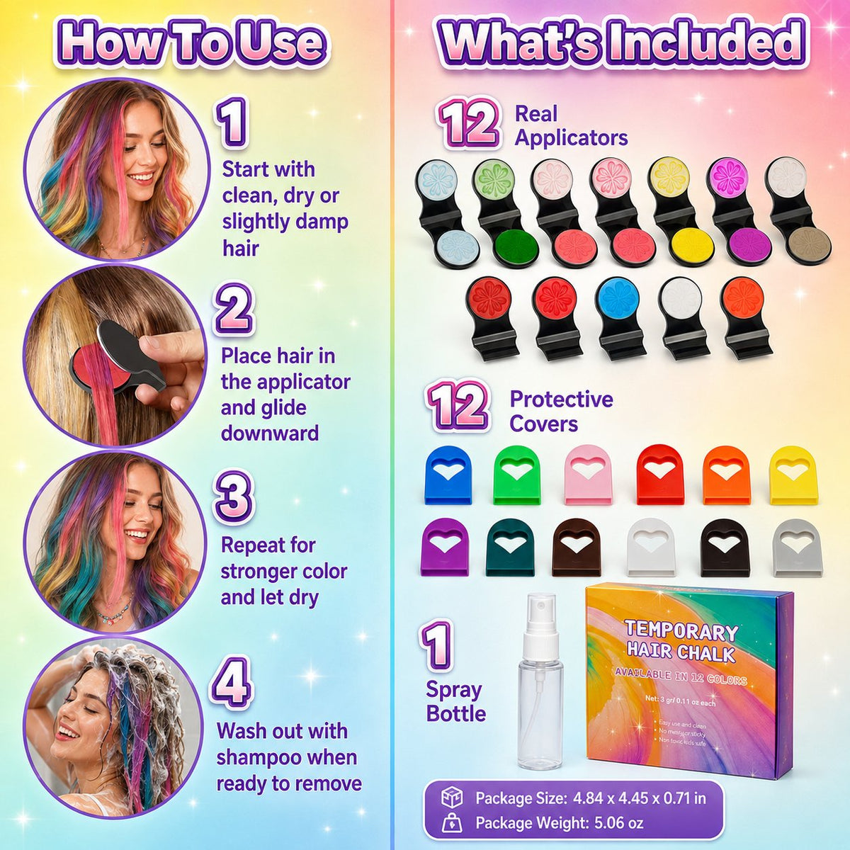 𝐁i𝐥𝐥𝐡𝐨𝐥®🎨 12-Shade Washable Hair Pigment Wands: Non-Sticky & Kid-Safe (Ages 3+), The Ultimate Birthday Gift Kit