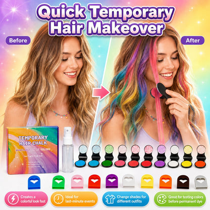 𝐁i𝐥𝐥𝐡𝐨𝐥®🎨 12-Shade Washable Hair Pigment Wands: Non-Sticky & Kid-Safe (Ages 3+), The Ultimate Birthday Gift Kit