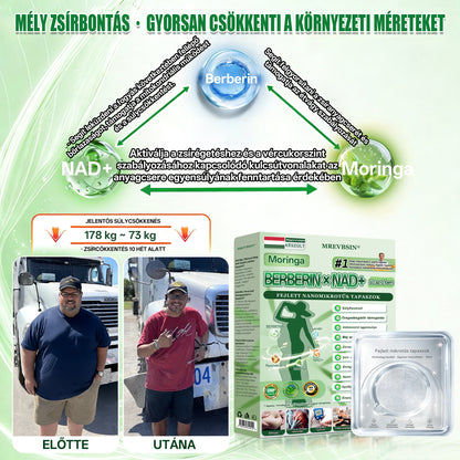 Orvosok által kifejlesztett formula 🛍️ | MREVBSIN® Moringa és berberin × NAD+ – 10 az 1-ben fejlett nano-mikrotűs tapasz (Látható eredmények már 7 nap alatt)