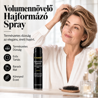 ⏳🔥 KORLÁTOZOTT IDEIG 70% KEDVEZMÉNY! ⏰ Creawel®💎 Barackillatú volumennövelő hajspray – Azonnali hajtőemelés, dúsabb haj és egész napos rugalmas tartás