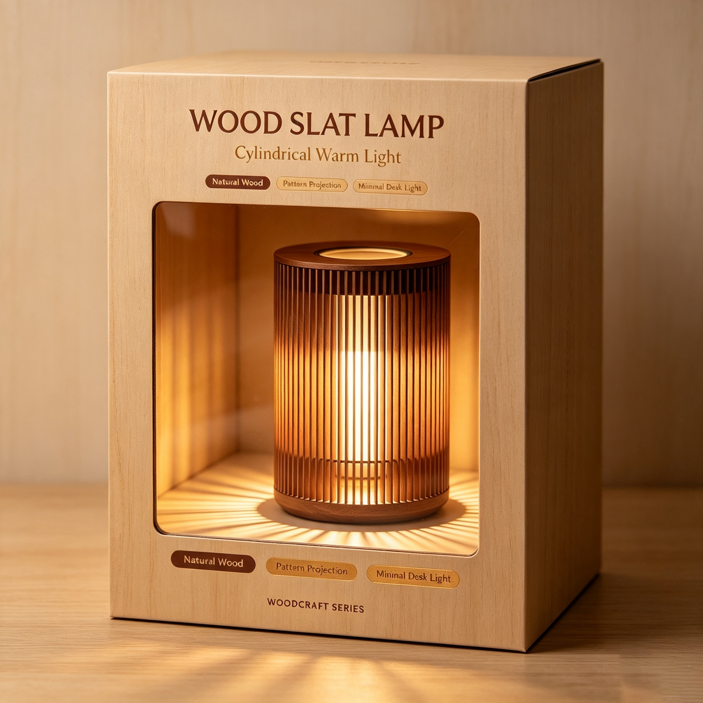 Cylinder Grille Wood Ambient Night Light