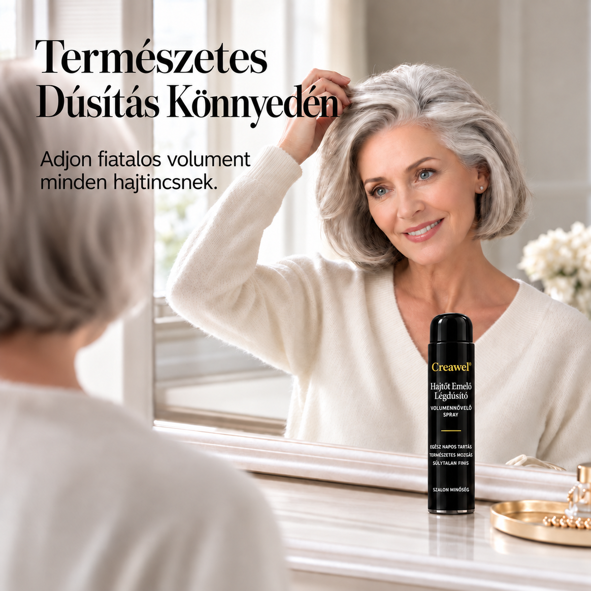 ⏳🔥 KORLÁTOZOTT IDEIG 70% KEDVEZMÉNY! ⏰ Creawel®💎 Barackillatú volumennövelő hajspray – Azonnali hajtőemelés, dúsabb haj és egész napos rugalmas tartás