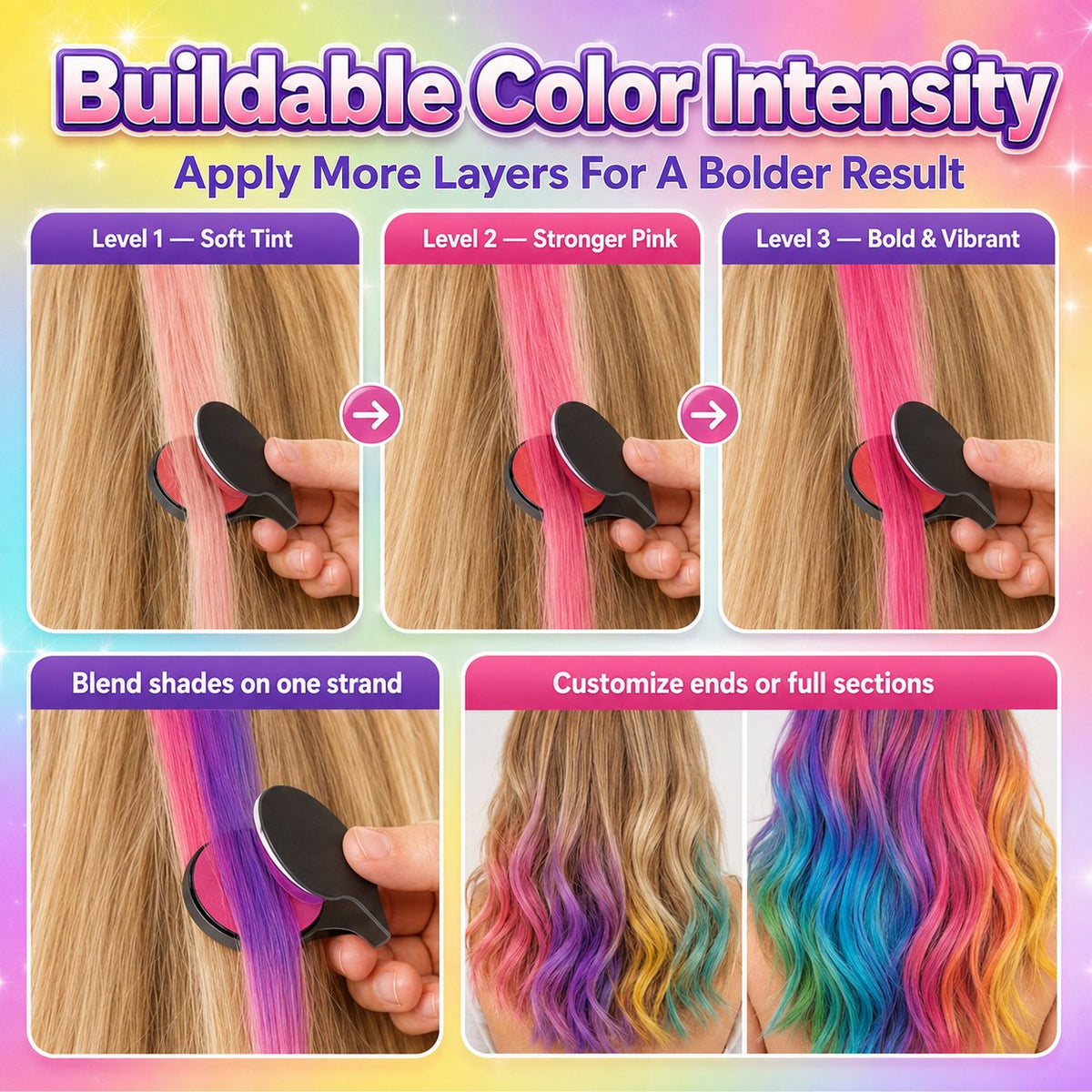 𝐁i𝐥𝐥𝐡𝐨𝐥®🎨 12-Shade Washable Hair Pigment Wands: Non-Sticky & Kid-Safe (Ages 3+), The Ultimate Birthday Gift Kit