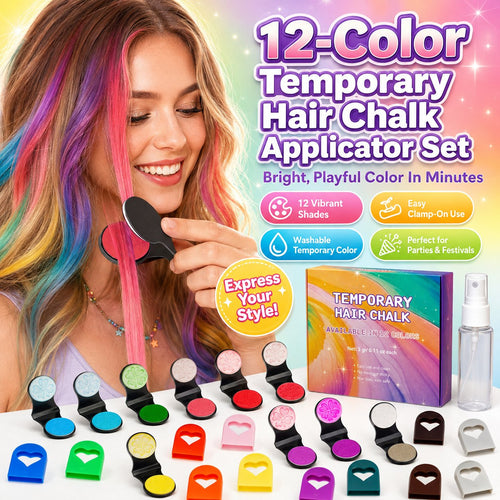 𝐁i𝐥𝐥𝐡𝐨𝐥®🎨 12-Shade Washable Hair Pigment Wands: Non-Sticky & Kid-Safe (Ages 3+), The Ultimate Birthday Gift Kit