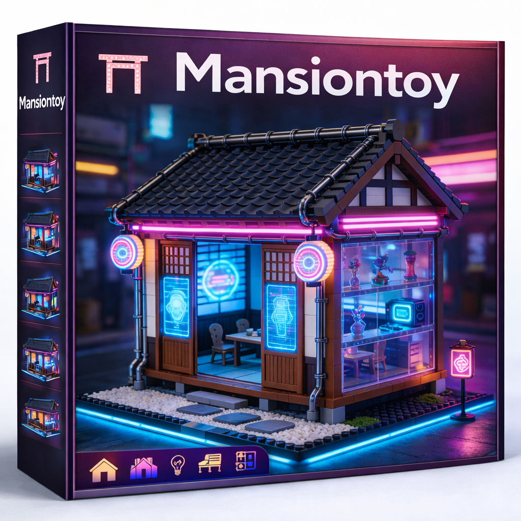 Neon Night Street Shop Building Set