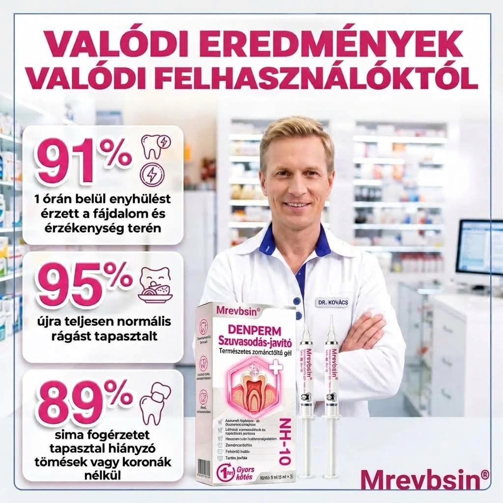 ⭐👨‍⚕️🦷Mrevbsin® DenPerm – Természetes fogzománc-töltő gél a fogszuvasodás helyreállítására🐟2️⃣