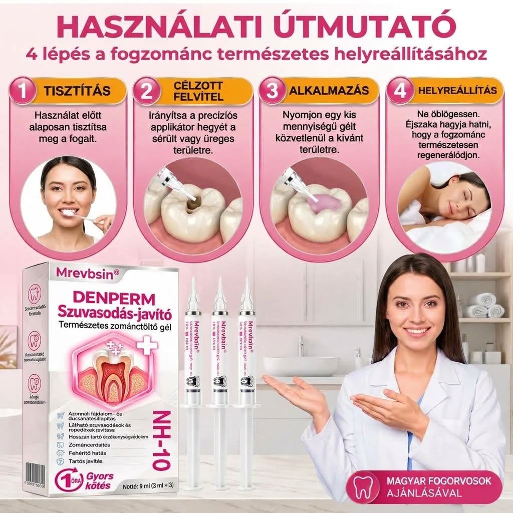 ⭐👨‍⚕️🦷Mrevbsin® DenPerm – Természetes fogzománc-töltő gél a fogszuvasodás helyreállítására🐟2️⃣